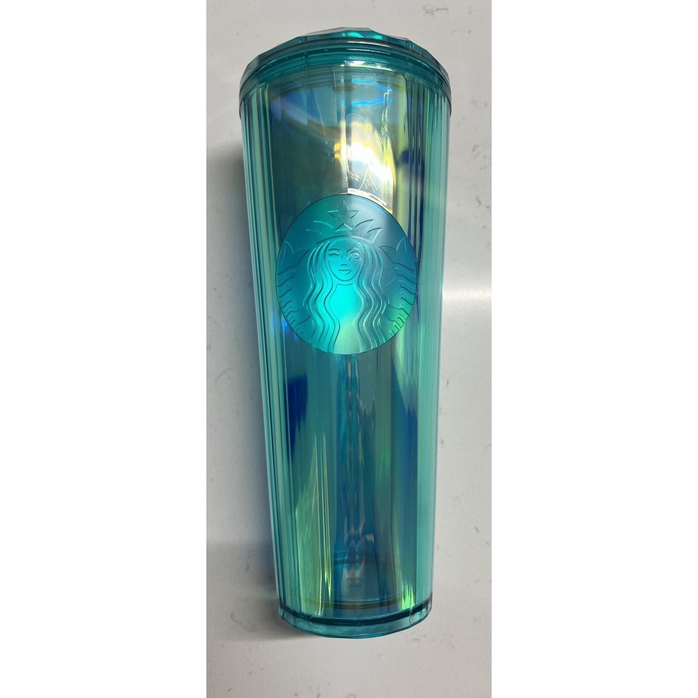 Starbucks 2021 Summer Translucent Turquoise 24 oz Tumbler with Dome Lid blue